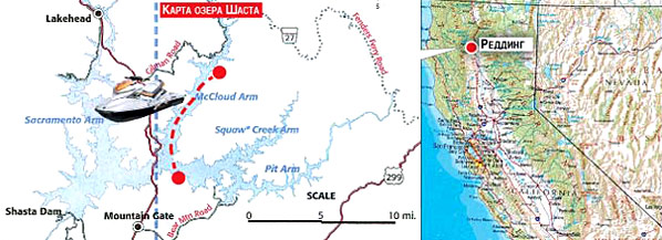Карта озера Шаста